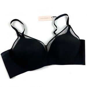 Understance Wireless Demi Cup Mesh Trim Black Padded Bra size 36B